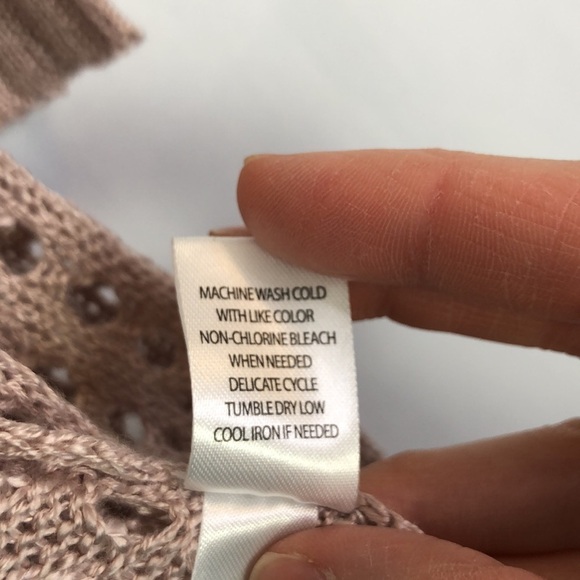 Moral Fiber Crochet Knit Open Front Cardigan Bohemian Size L Mauve Lightweight - Picture 11 of 12